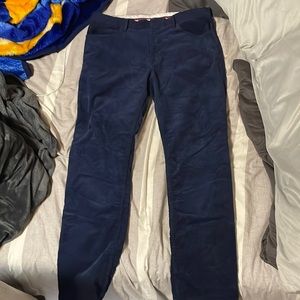 Dark Blue Polo Corduroy Straight Tailored Pants